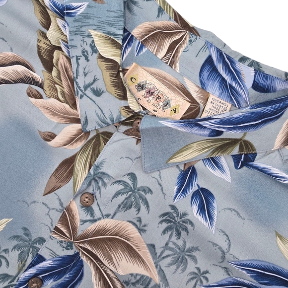 VTG Campia Moda Easy Care Cayman Blue Tropical Print Short Sleeve Shirt Size XXL - Picture 1 of 10